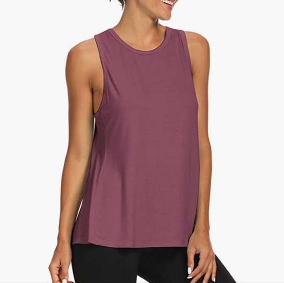 Mauve tie back athletic tank top - Picture 4 of 13